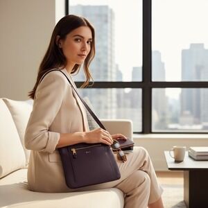 Lauren Ralph‎ Lauren Women Purse Pebble Leather Crossbody Bag Oxblood Red